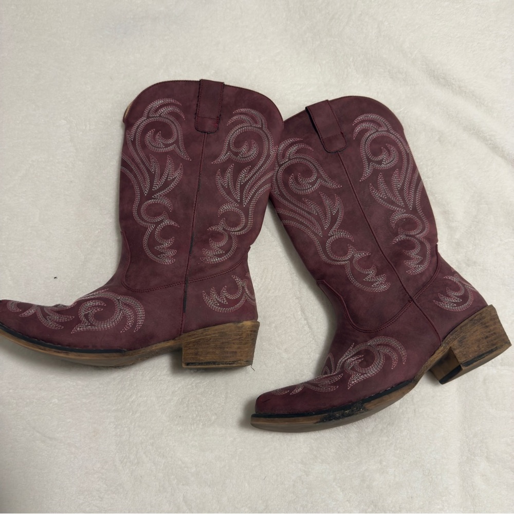 Faux leather cowboy boots